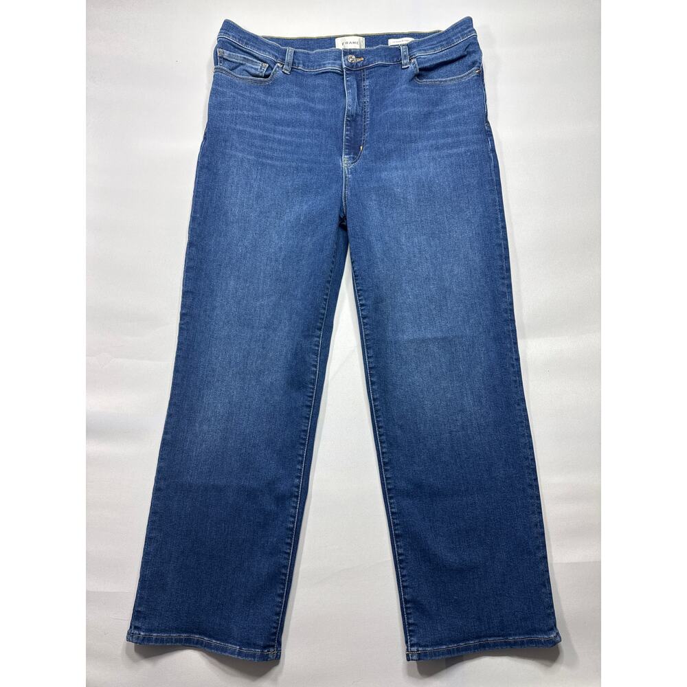 FRAME Denim Women's Le Sleek Straight Blue Denim Jeans - Size 33 (36x27)